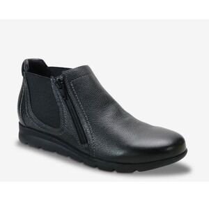 David Tate Women Black Leather Chelsea Boots Side Zip Ankle Booties Boots 12 NEW